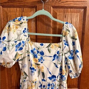 Express Floral Puff Sleeve Smocked Maxi Dress – Size M
